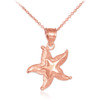 Rose Gold Textured Starfish Pendant Necklace