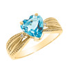Beautiful Yellow Gold Blue Topaz and Diamond Proposal Ring