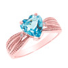 Beautiful Rose Gold Blue Topaz and Diamond Proposal Ring