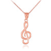 Rose Gold Treble Clef Pendant Necklace