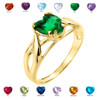 Yellow Gold Birthstone Heart Cubic Zirconia Infinity Band Ladies Ring