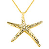 Yellow Gold Diamond Cut Starfish Pendant Necklace