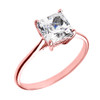 Rose Gold 3.00 ct Princess Cut CZ Dainty Solitaire Engagement Ring