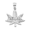 Sterling Silver Marijuana Cannabis Leaf "RELAX" Script Pendant Necklace