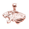 Rose Gold Diamond Cut Roaring Lion Head Pendant