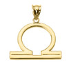 Yellow Gold Libra October Zodiac Sign Pendant Necklace