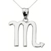 White Gold Scorpio November Zodiac Sign Pendant Necklace