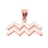 Rose Gold Aquarius February Zodiac Sign Pendant Necklace