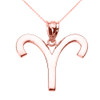 Rose Gold Aries April Zodiac Sign Pendant Necklace