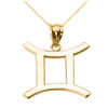 Yellow Gold Gemini June Zodiac Sign Pendant Necklace