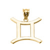 Yellow Gold Gemini June Zodiac Sign Pendant Necklace