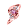 Beautiful Rose Gold Diamond and Pink Sapphire Proposal and Birthstone Ring