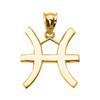 Yellow Gold Pisces March Zodiac Sign Pendant Necklace
