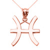 Rose Gold Pisces March Zodiac Sign Pendant Necklace