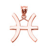 Rose Gold Pisces March Zodiac Sign Pendant Necklace