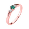 Beautiful Rose Gold Diamond with Emerald Proposal and Birthstone Ring