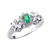 White Gold Emerald and Diamond Engagement Ring