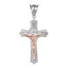 White and Rose Gold Holy Trinity Crucifix Pendant Midsize