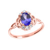 Rose Gold Tanzanite and Diamond Trinity Knot Proposal Ring