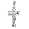 White Gold LUCKY Crucifix CZ Pendant