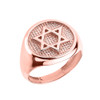 Solid Rose Gold Jewish Star of David Men's Ring