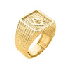 Gold Textured Band Masonic Men's Ring