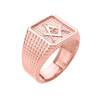 Rose Gold Textured Band Masonic Men's Ring