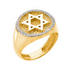 Solid Yellow Gold Jewish Star of David Men's Diamond Ring