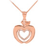 Rose Gold Apple Heart Pendant Fancy Necklace