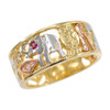 Tri-tone Gold Red CZ Lucky Ring