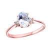 Rose Gold Oval Aquamarine and Diamond Engagement Proposal Ring