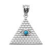 Sterling Silver Egyptian Pyramid with Turquoise Evil Eye Pendant