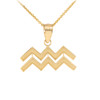 Gold Aquarius Zodiac Sign Pendant Necklace