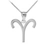 White Gold Aries Zodiac Sign Pendant Necklace