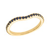 14k Yellow Gold Chevron Stackable Blue CZ Wedding Band