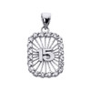 White Gold Sweet 15 Años Quinceanera CZ Pendant Necklace