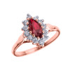 Rose Gold Diamond and Marquise Ruby Proposal Engagement Ring