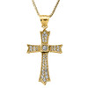 14k Yellow Gold Diamond Cross Pendant Necklace