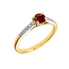 Yellow Gold Diamond and Garnet Engagement Proposal Ring