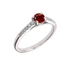 White Gold Diamond and Garnet Engagement Proposal Ring