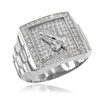 Silver Watchband Design Men's Pray CZ Ring