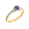 Yellow Gold Diamond and Amethyst Engagement Proposal Ring