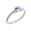 White Gold Diamond and Aquamarine Engagement Proposal Ring