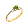 Yellow Gold Diamond and Peridot Engagement Proposal Ring