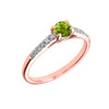 Rose Gold Diamond and Peridot Engagement Proposal Ring