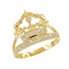 Yellow Gold Queen Crown CZ Ring