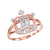 Two-tone Rose Gold Quinceanera 15 Anos CZ Crown Ring