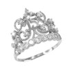 White Gold Crown Quinceanera 15 Anos CZ Ring