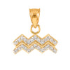 14k Gold Aquarius Zodiac Sign Diamond Pendant Necklace