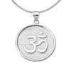 Sterling Silver Om/Ohm Round Pendant Necklace